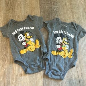 Twin onesies, Disney Baby, GUC, 6-9 months